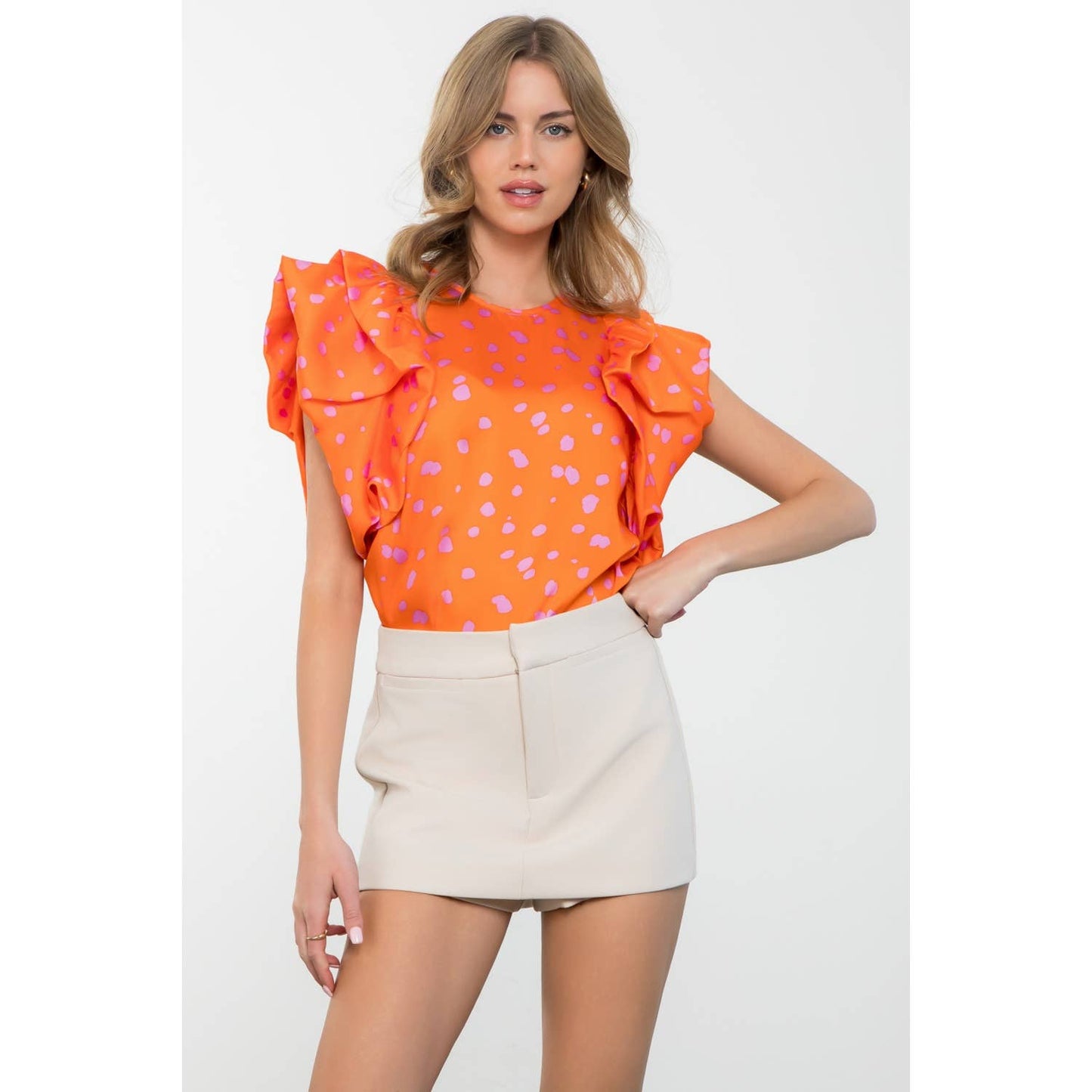 Flutter Sleeve Dotted Top 926 WEST