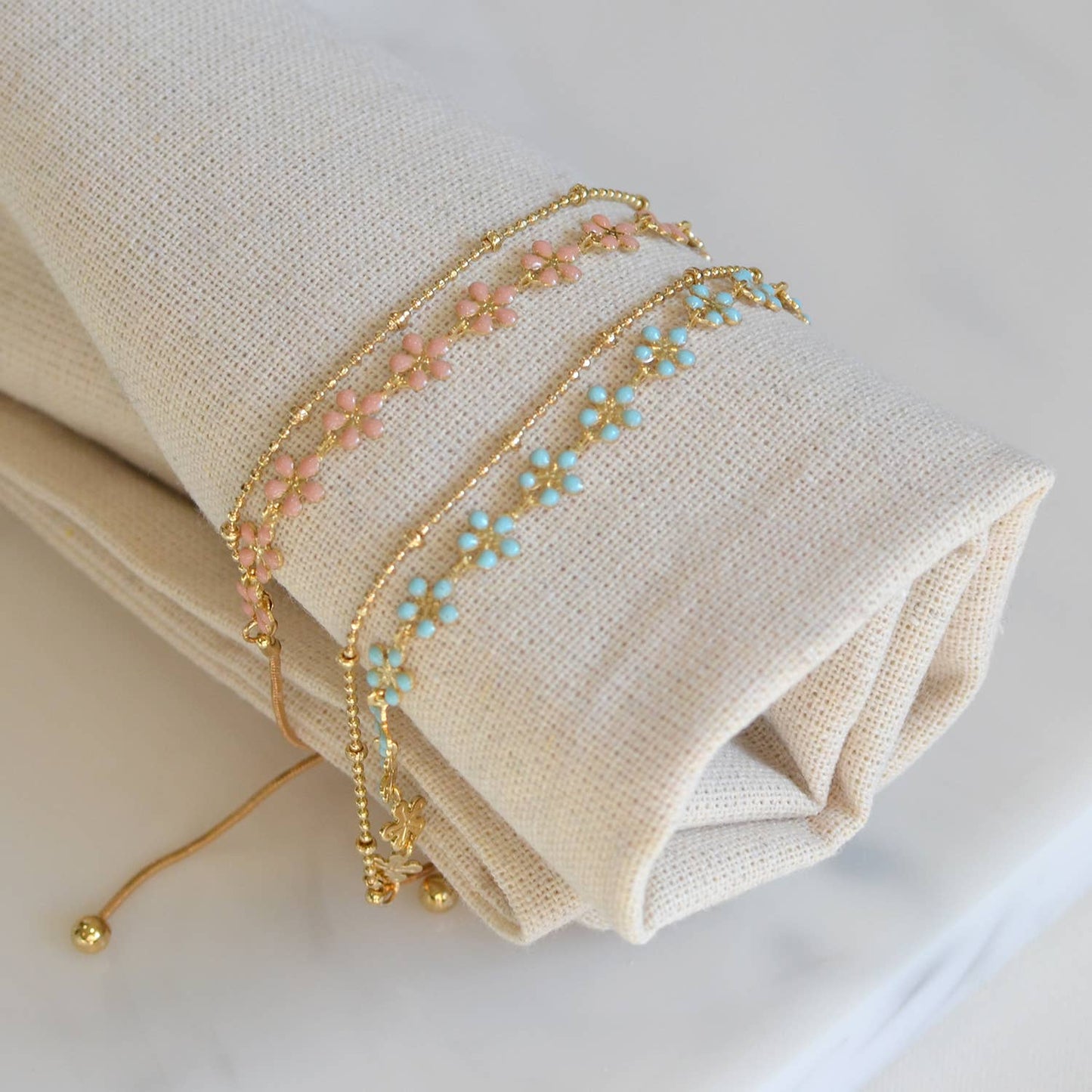 Color Epoxy Enamel Flower Adjustable Chain Bracelets StarryNYC