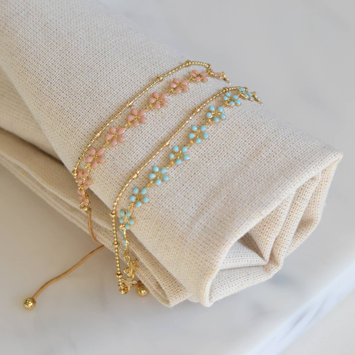 Color Epoxy Enamel Flower Adjustable Chain Bracelets StarryNYC