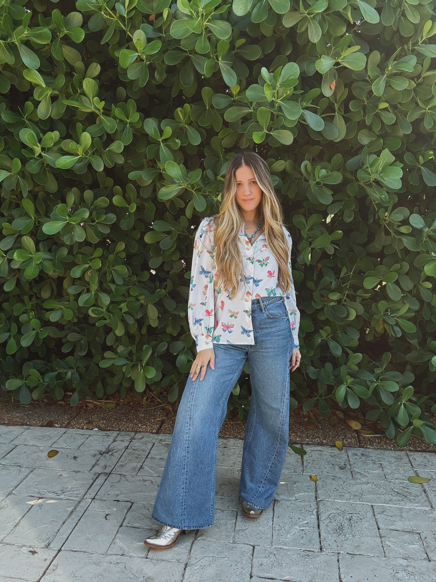 Li Bee's Without a Face Butterfly Button Up Blouse