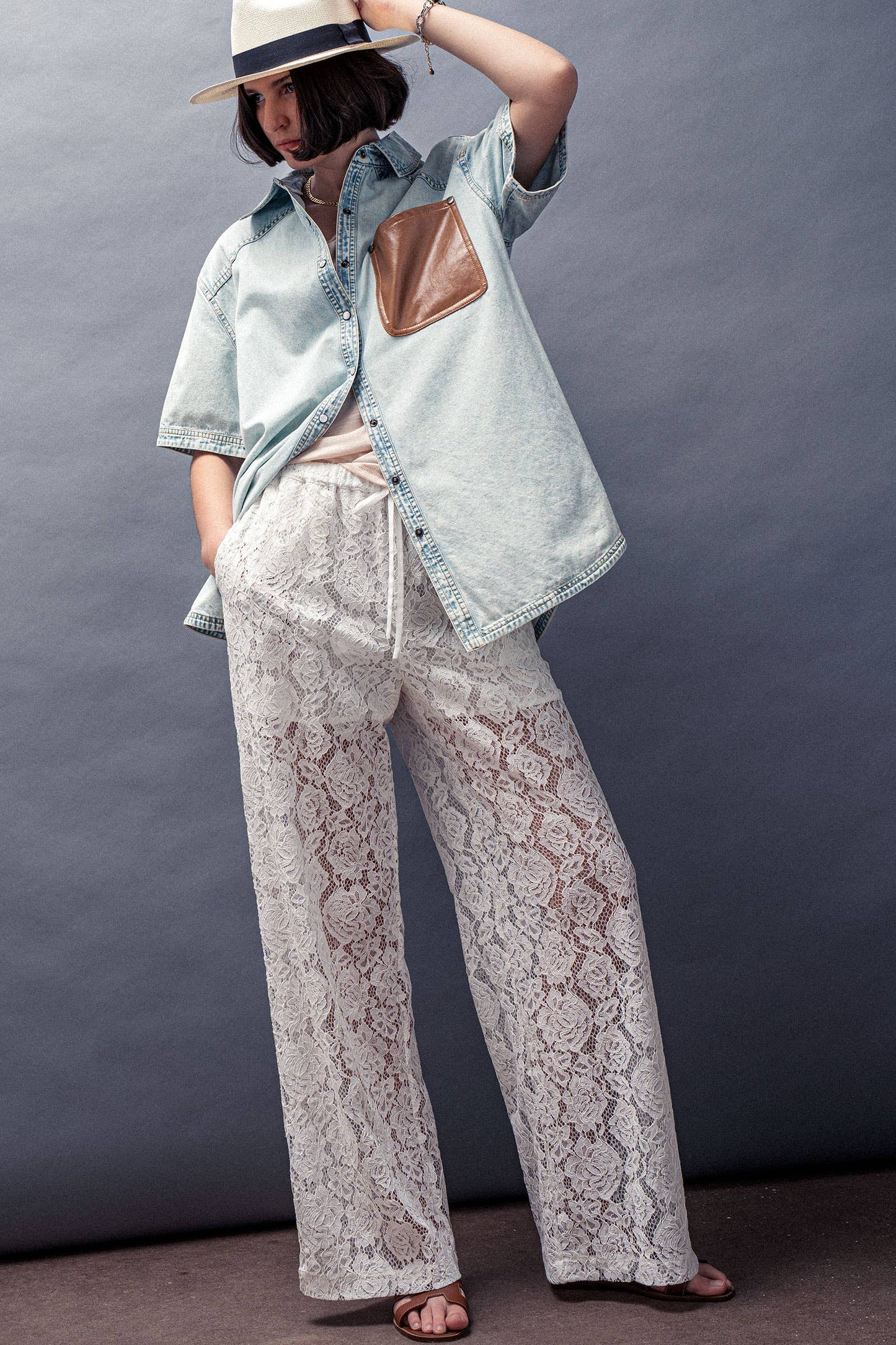 Floral Lace Wide-Leg Pants 926 WEST