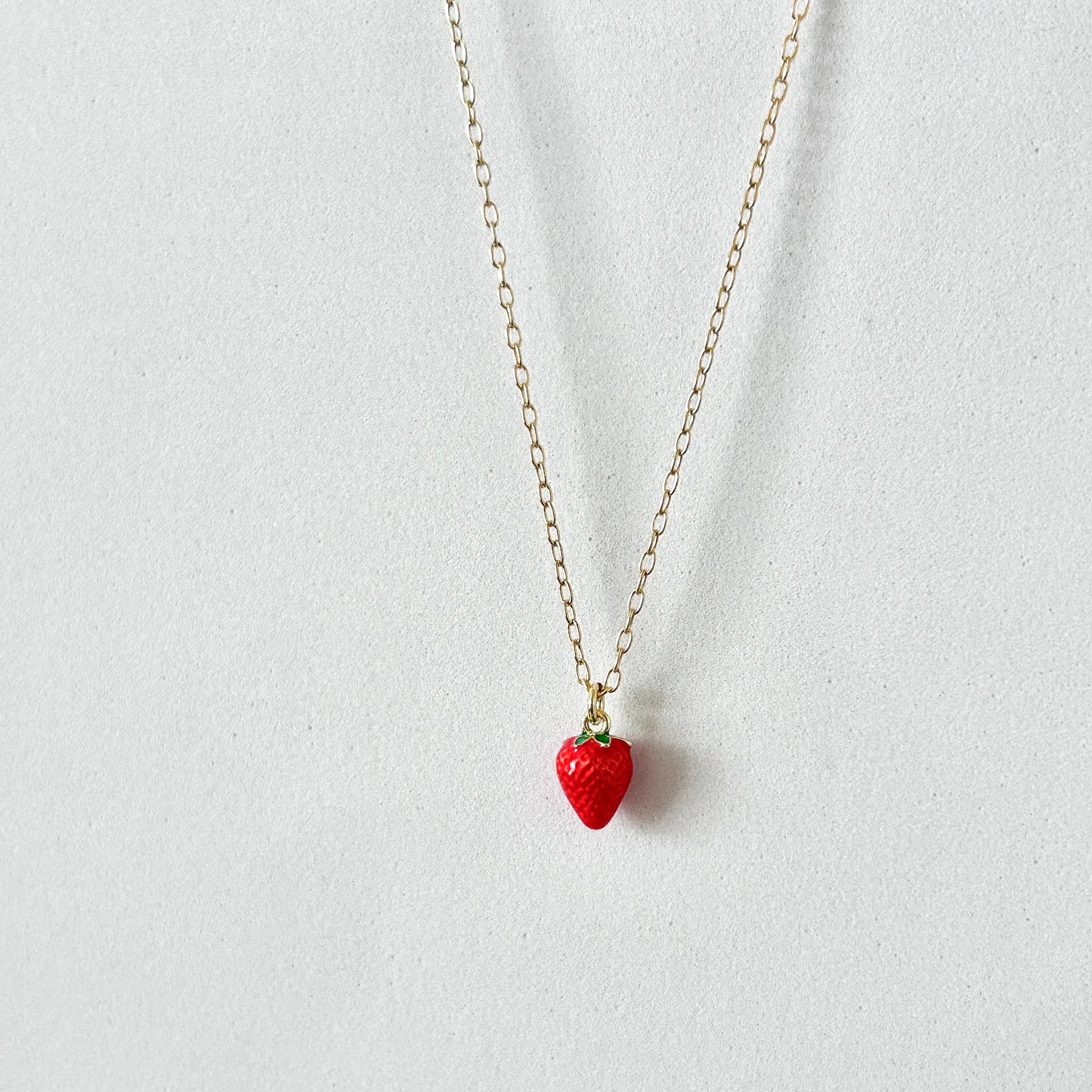 Strawberry Charm Necklace | 18K Gold Filled | Fruit Jewelry