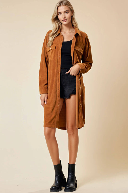 BUTTON DOWN DUSTER JACKET