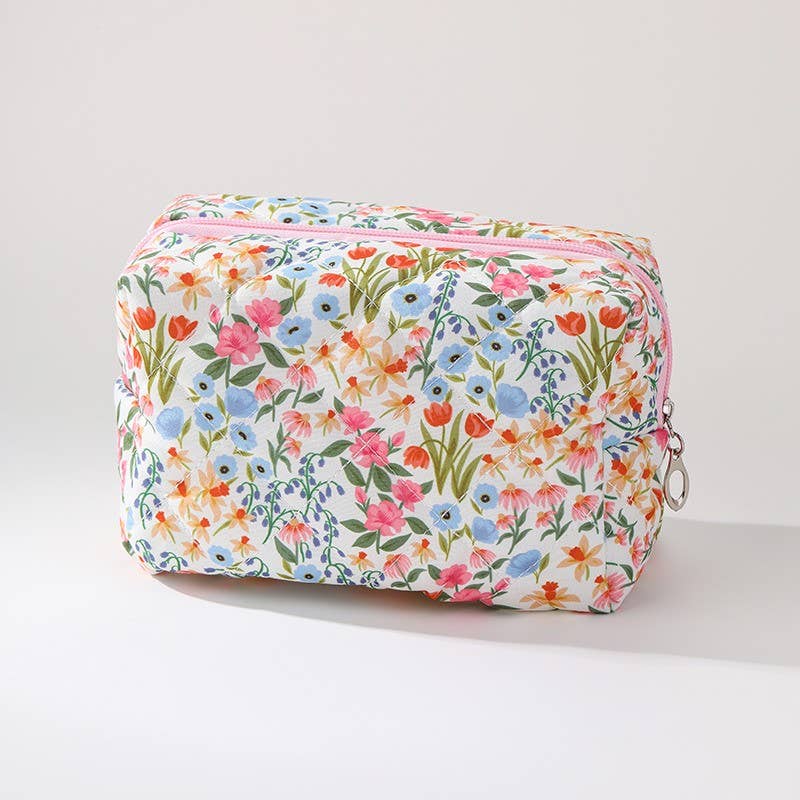 Floral Toile Quilted Makeup Pouch - 926 West