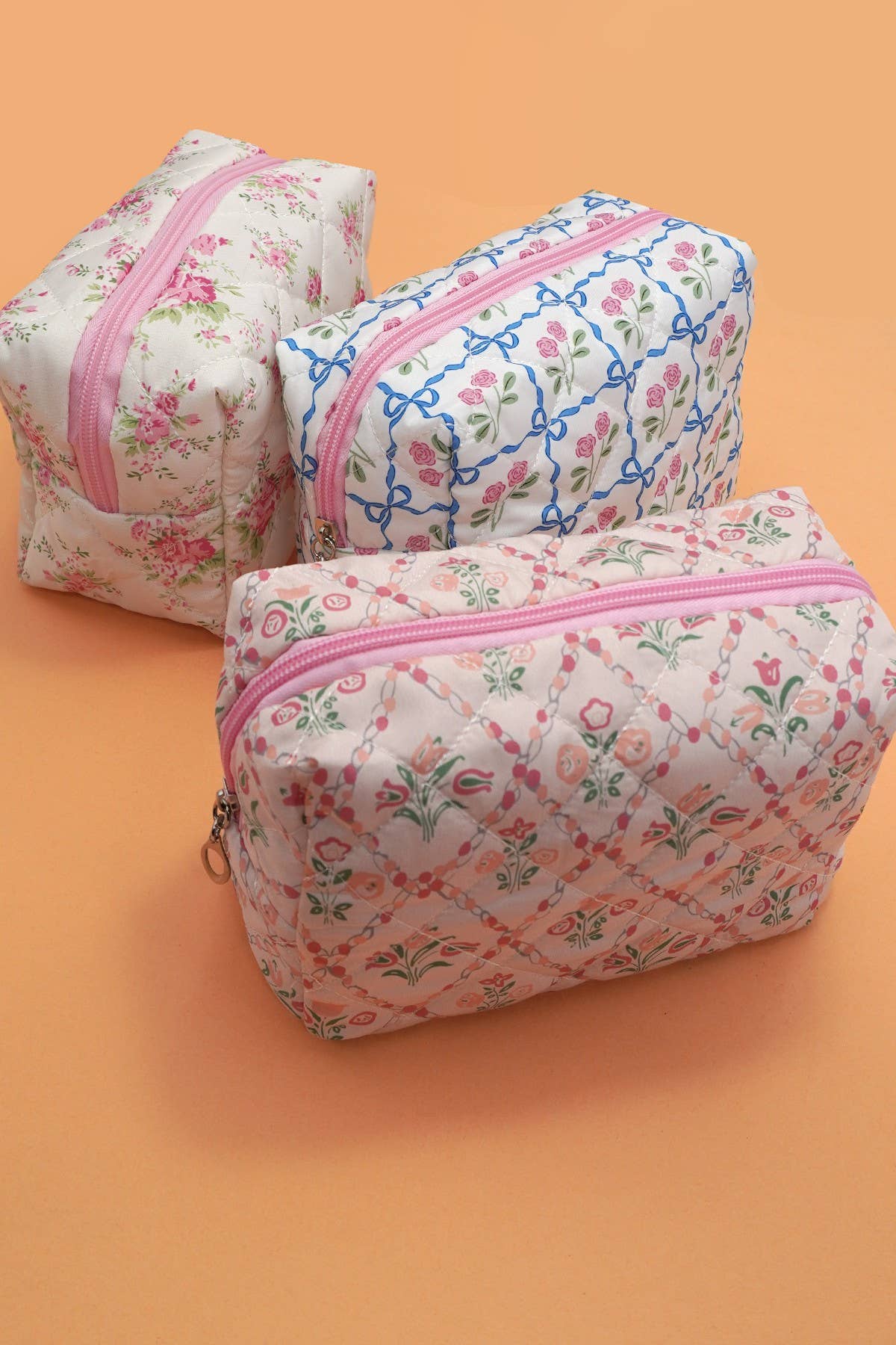 Floral Toile Quilted Makeup Pouch - 926 West