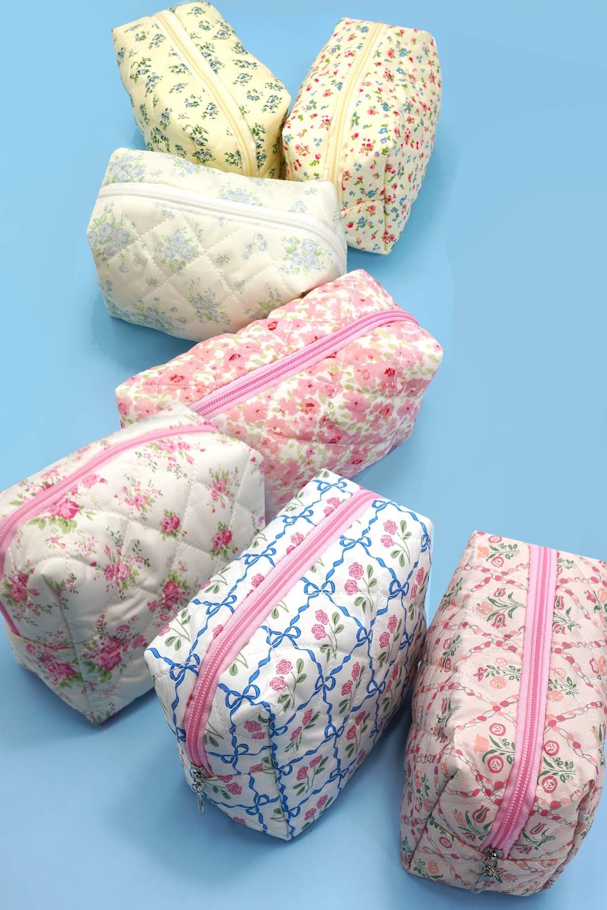 Floral Toile Quilted Makeup Pouch - 926 West