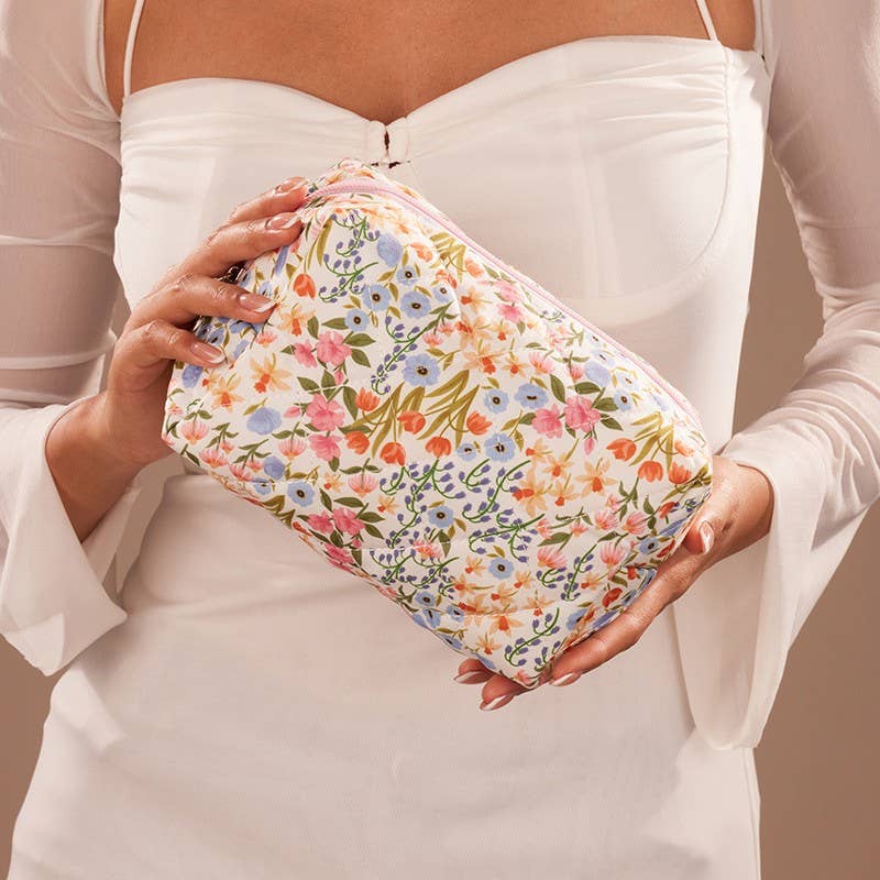 Floral Toile Quilted Makeup Pouch - 926 West