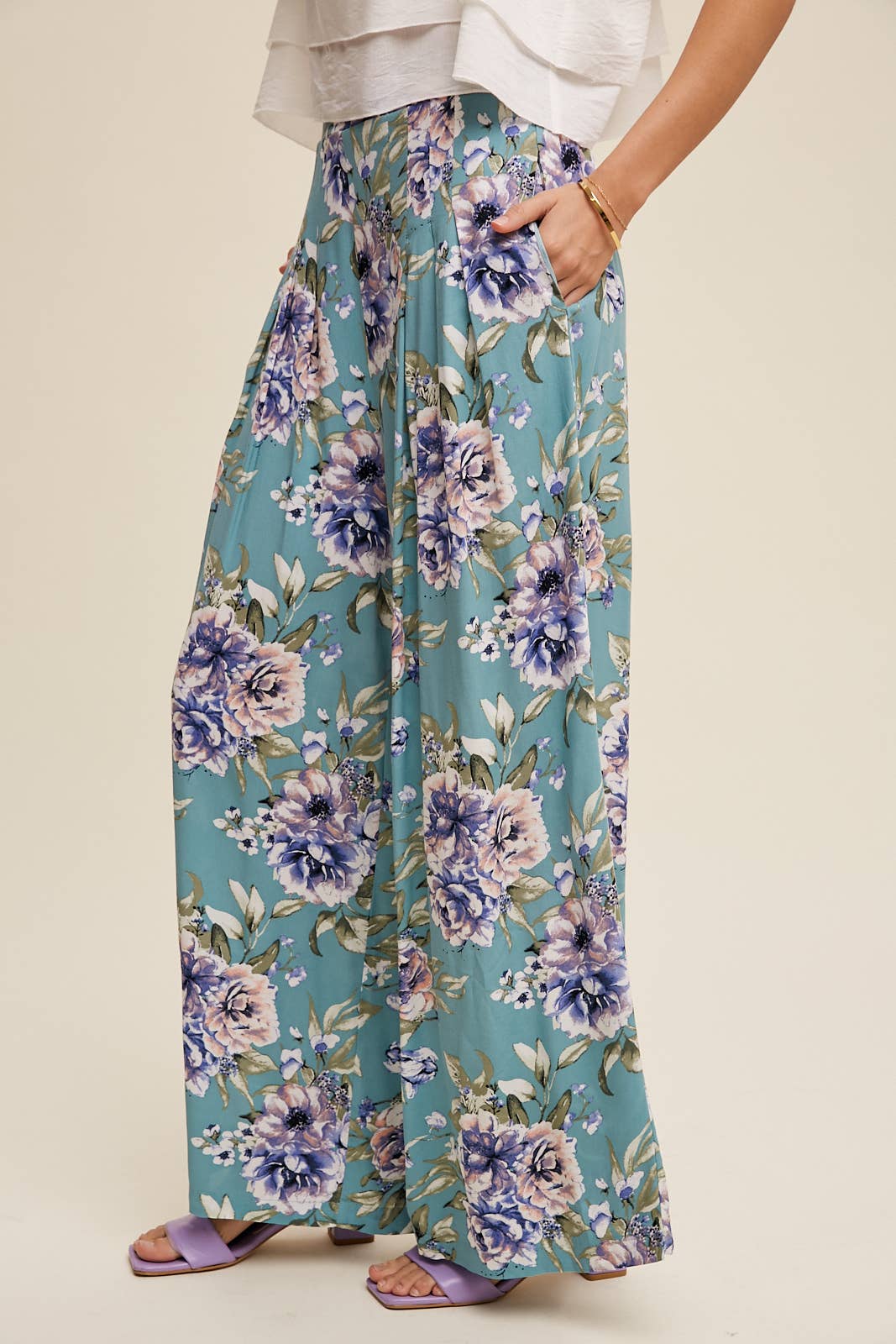 Floral Wide Leg Pants with Tiered Ruffle Top - 926 West