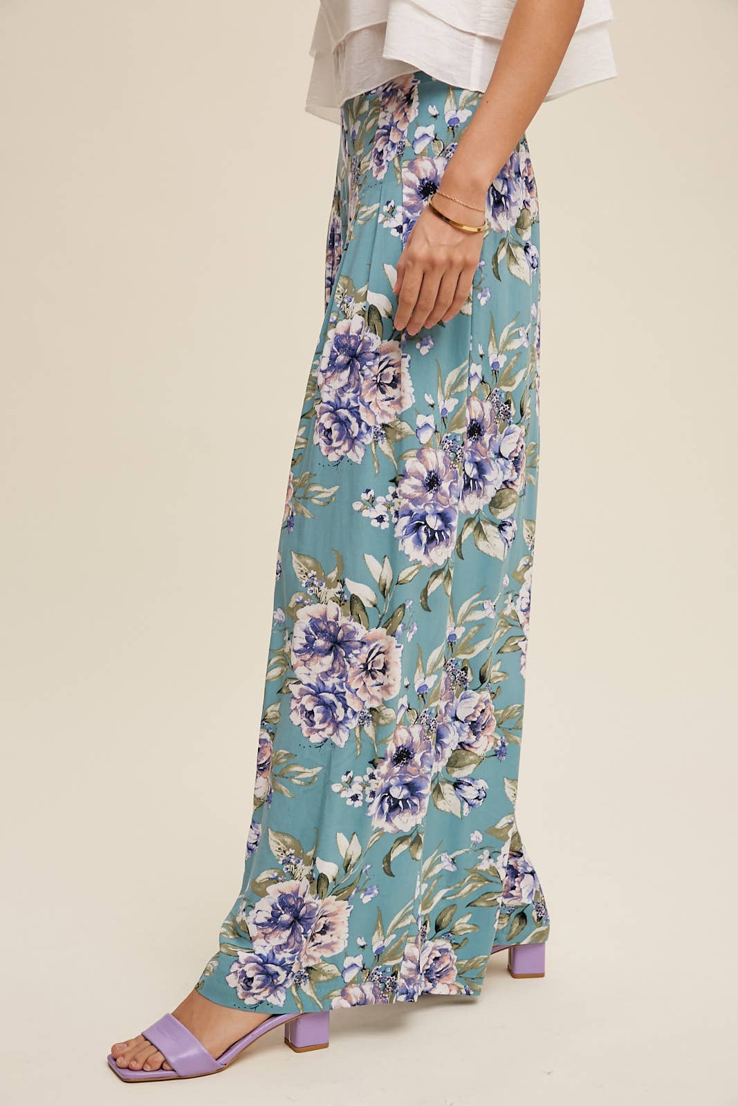 Floral Wide Leg Pants with Tiered Ruffle Top - 926 West