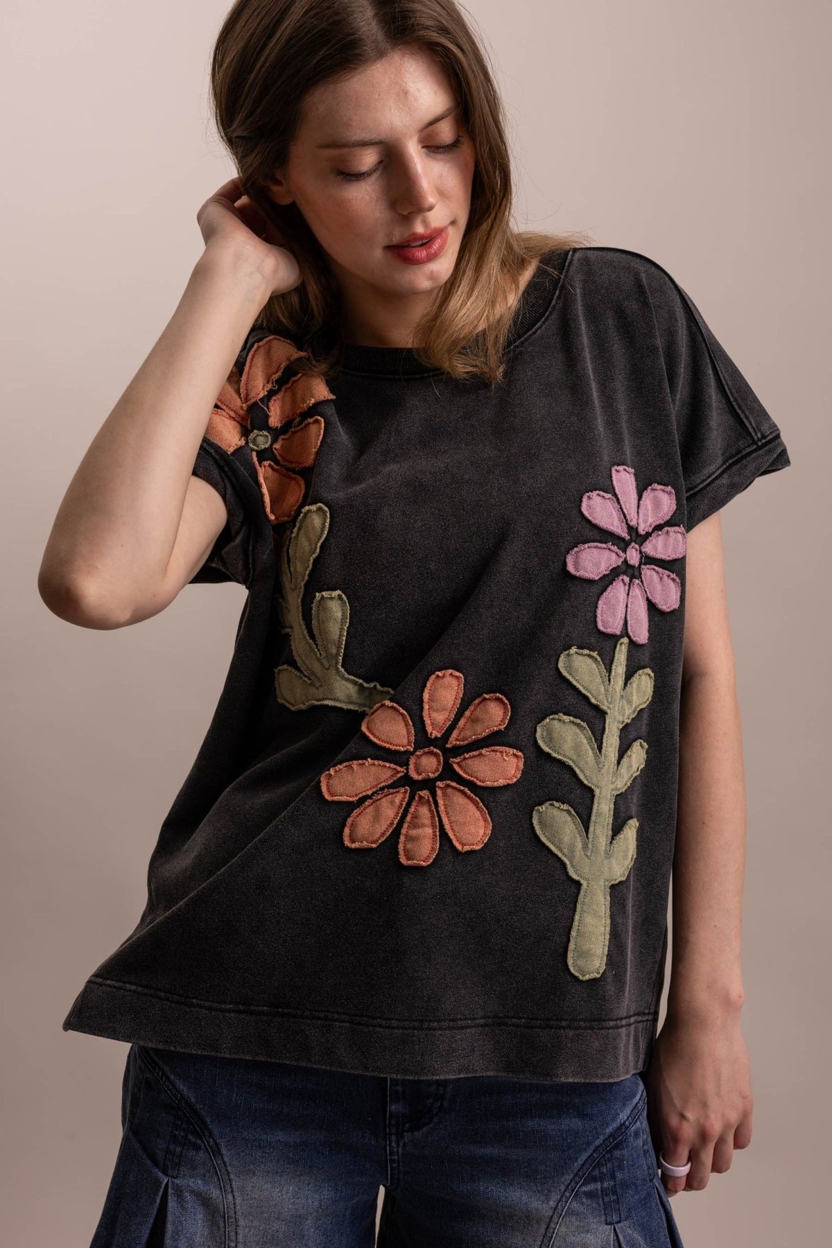 Flower Patchwork Short Sleeve Top | Boho Cotton Tee - 926 West