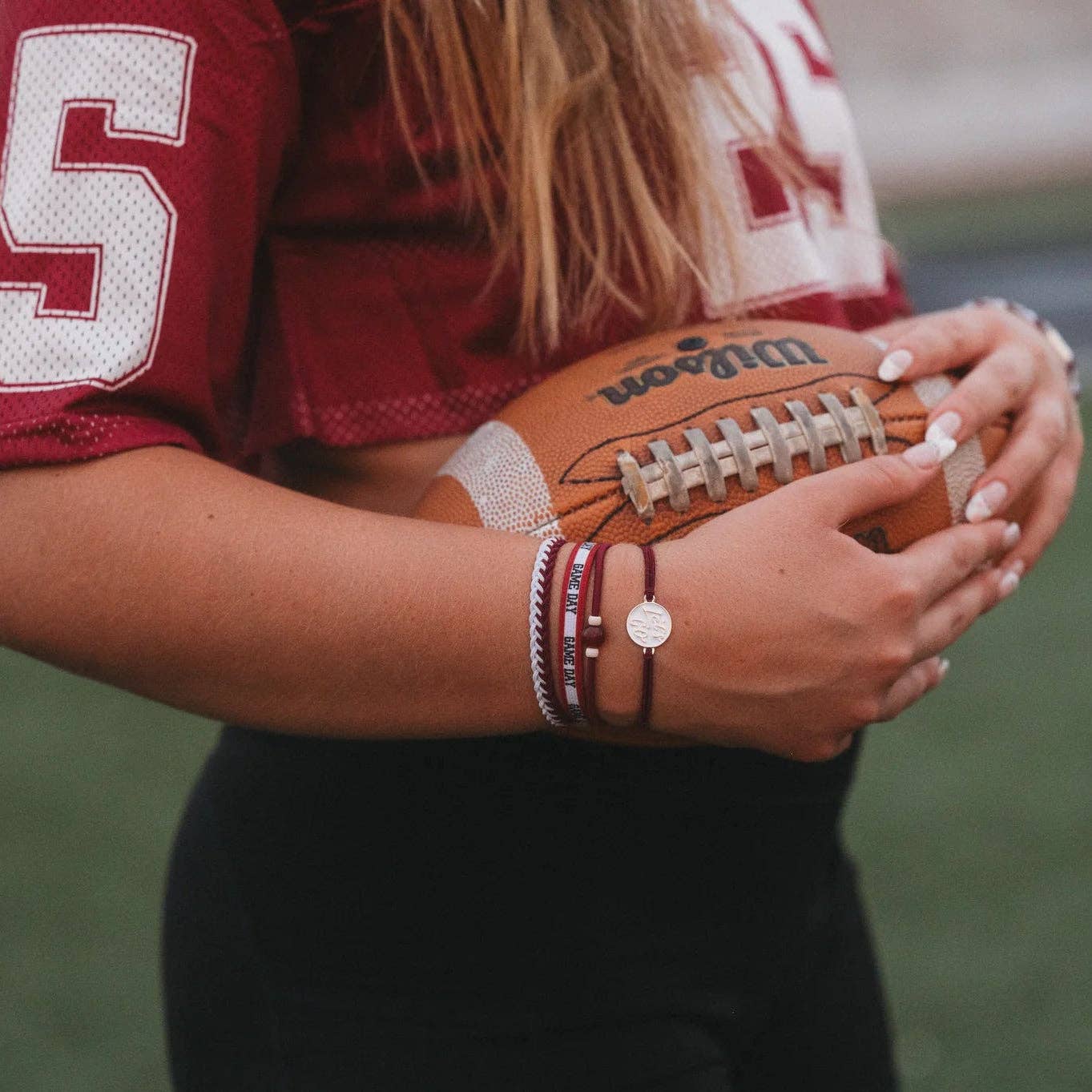 "Game Day" Maroon & Gray Hair Tie Bracelets - 926 West