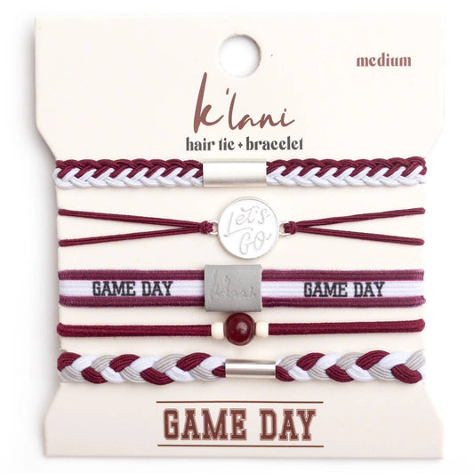 "Game Day" Maroon & Gray Hair Tie Bracelets - 926 West