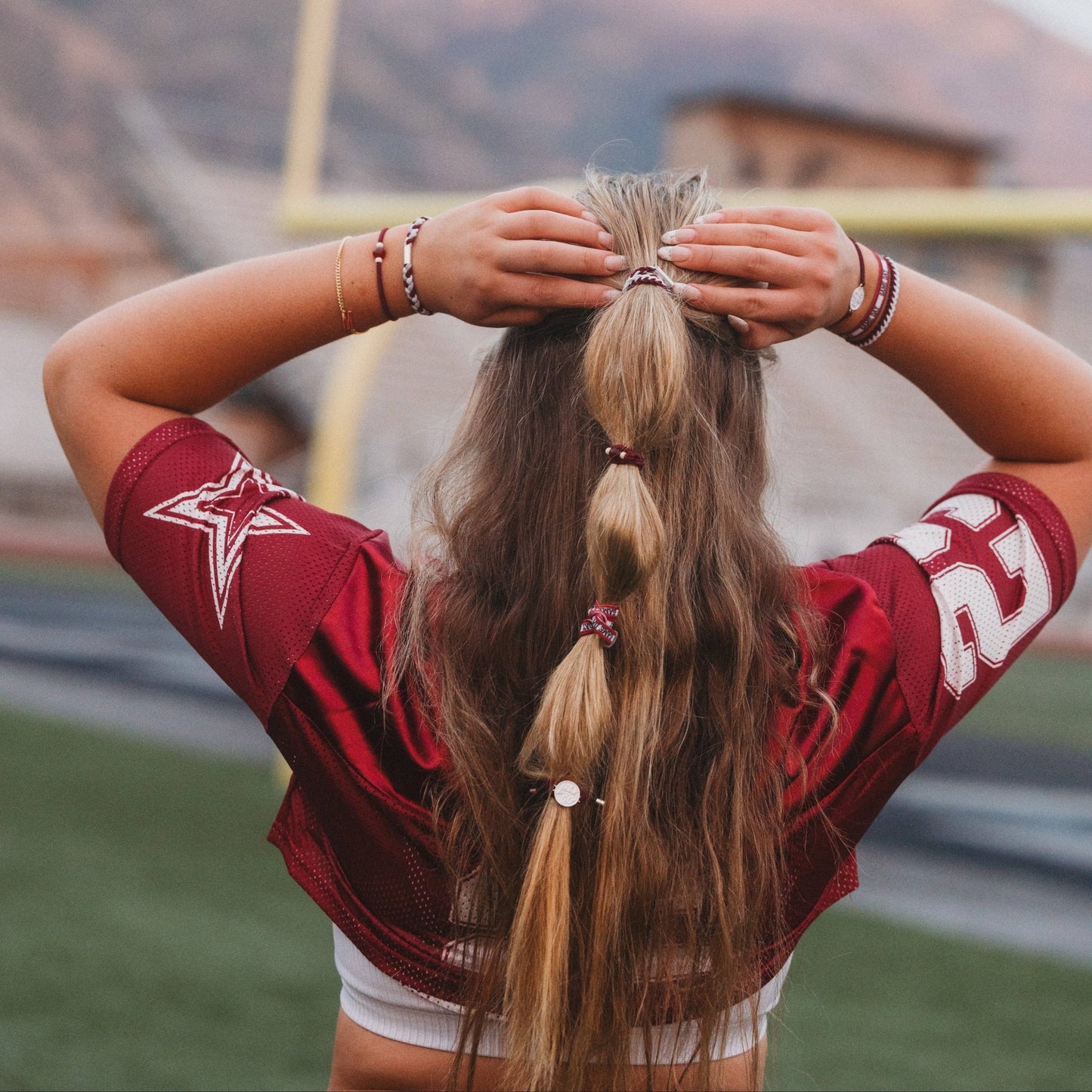 "Game Day" Maroon & Gray Hair Tie Bracelets - 926 West