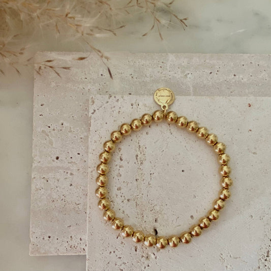 Gold Beaded Bracelet 18k gold plated stainless steel beads - 926 West
