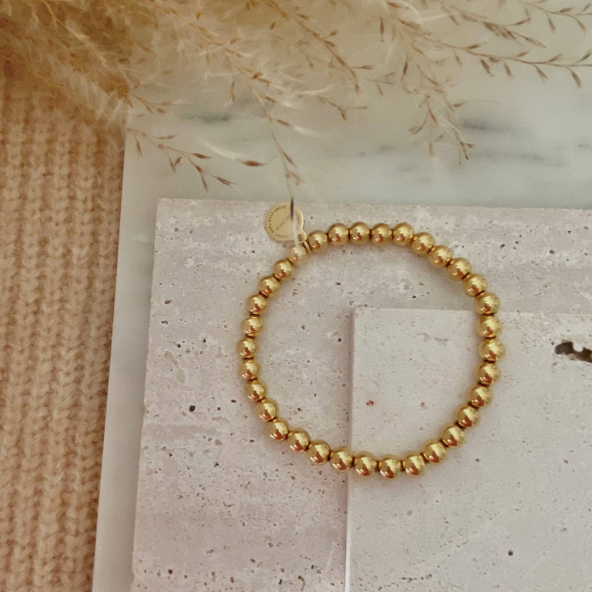 Gold Beaded Bracelet 18k gold plated stainless steel beads - 926 West