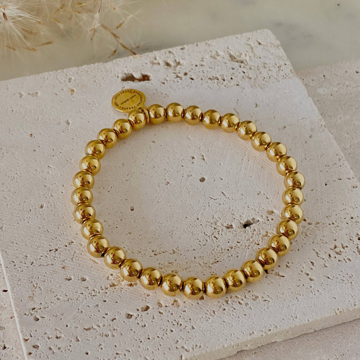 Gold Beaded Bracelet 18k gold plated stainless steel beads - 926 West
