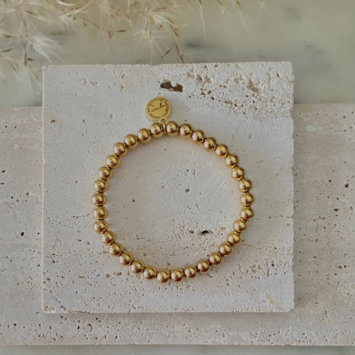 Gold Beaded Bracelet 18k gold plated stainless steel beads - 926 West