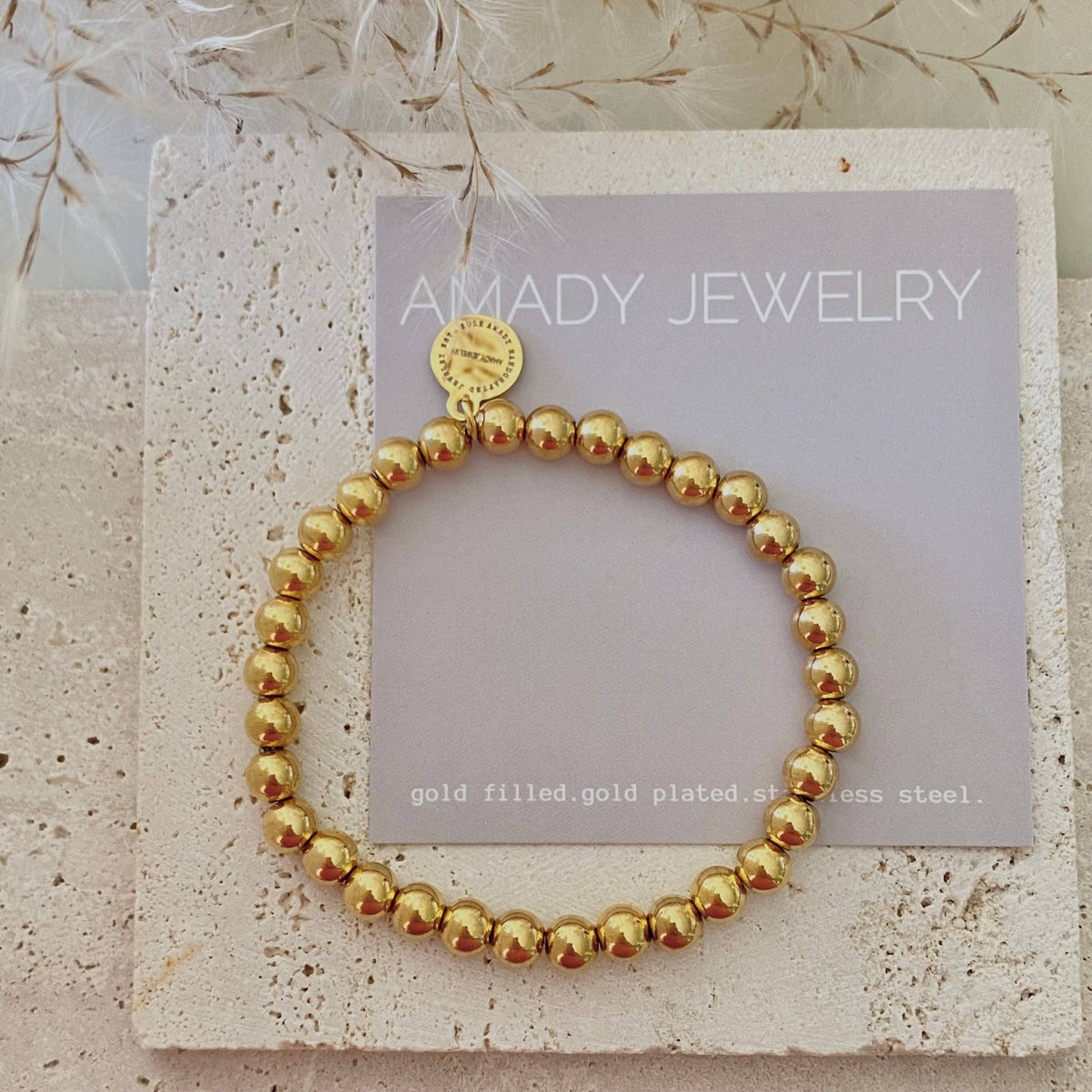 Gold Beaded Bracelet 18k gold plated stainless steel beads - 926 West