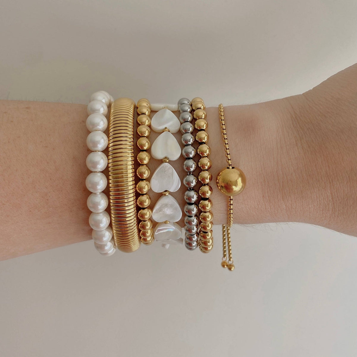 Gold Beaded Bracelet 18k gold plated stainless steel beads - 926 West