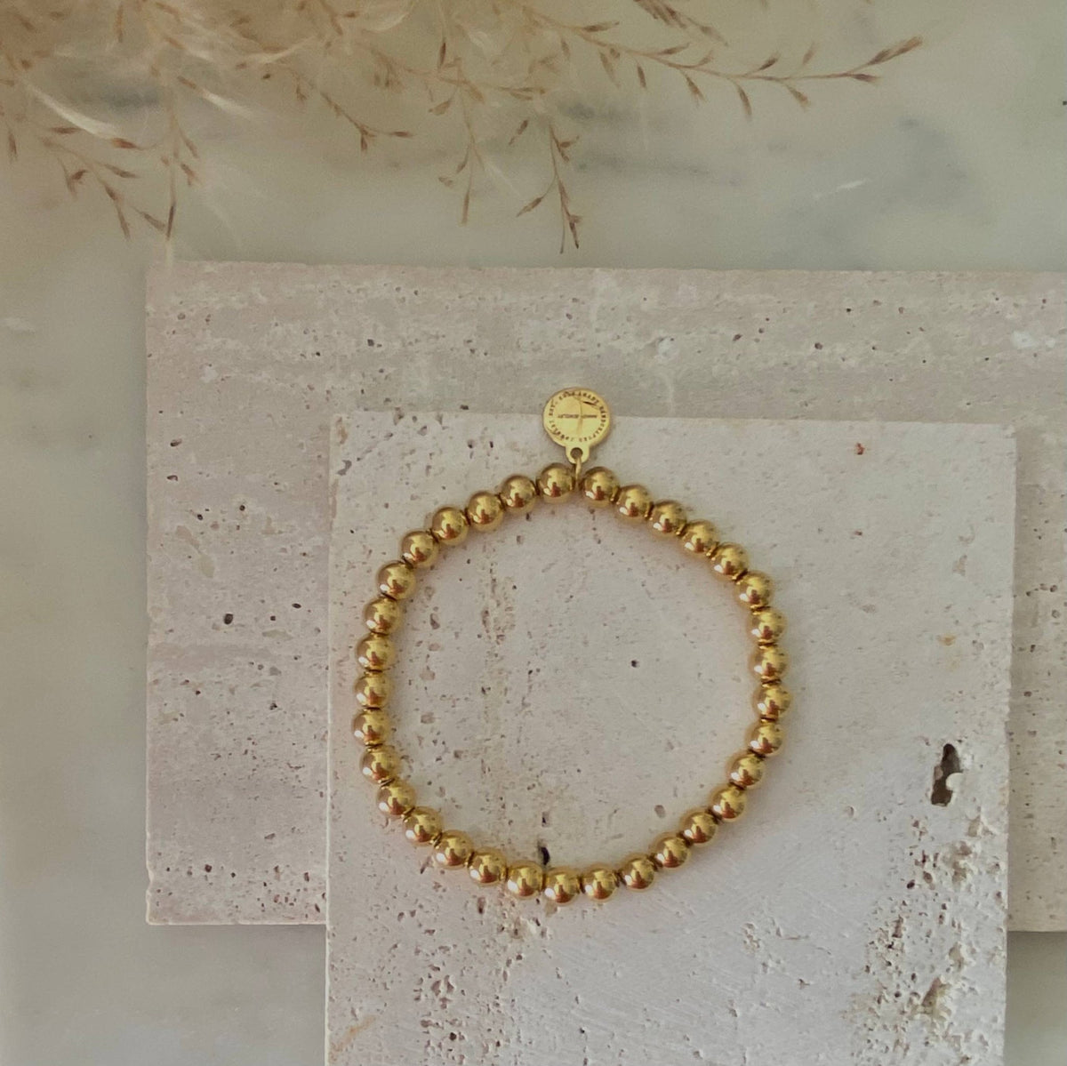 Gold Beaded Bracelet 18k gold plated stainless steel beads - 926 West