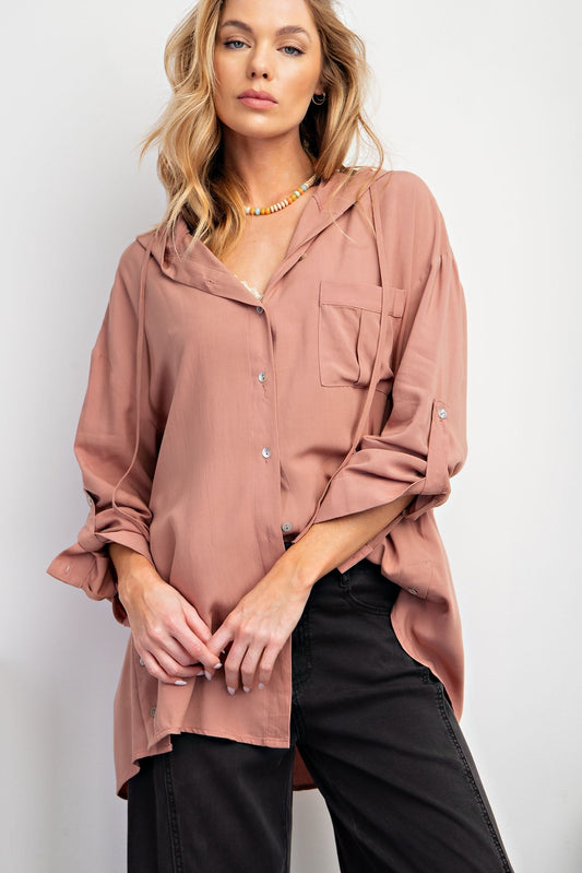 Easel Button Down Hoodie Shirt 926 West