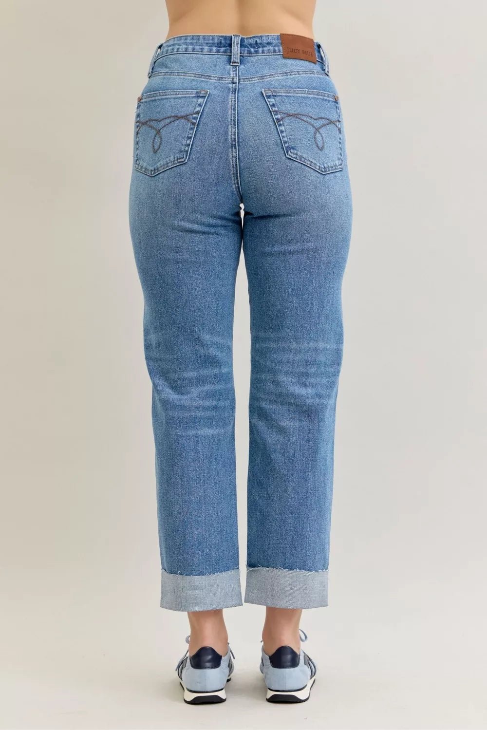 Judy Blue High Waist Bf Criss - cross Mild Destroy Jeans with Single Cuff - 926 West