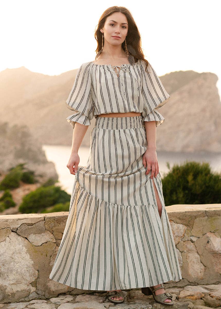 Kara Set in Cream – Boho Two-Piece Top & Maxi Skirt - 926 West