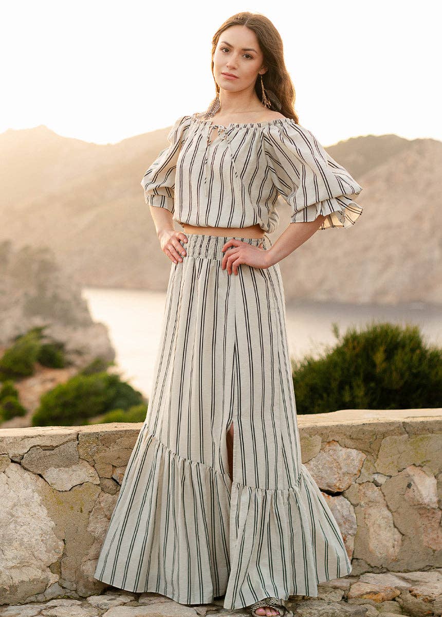 Kara Set in Cream – Boho Two-Piece Top & Maxi Skirt - 926 West