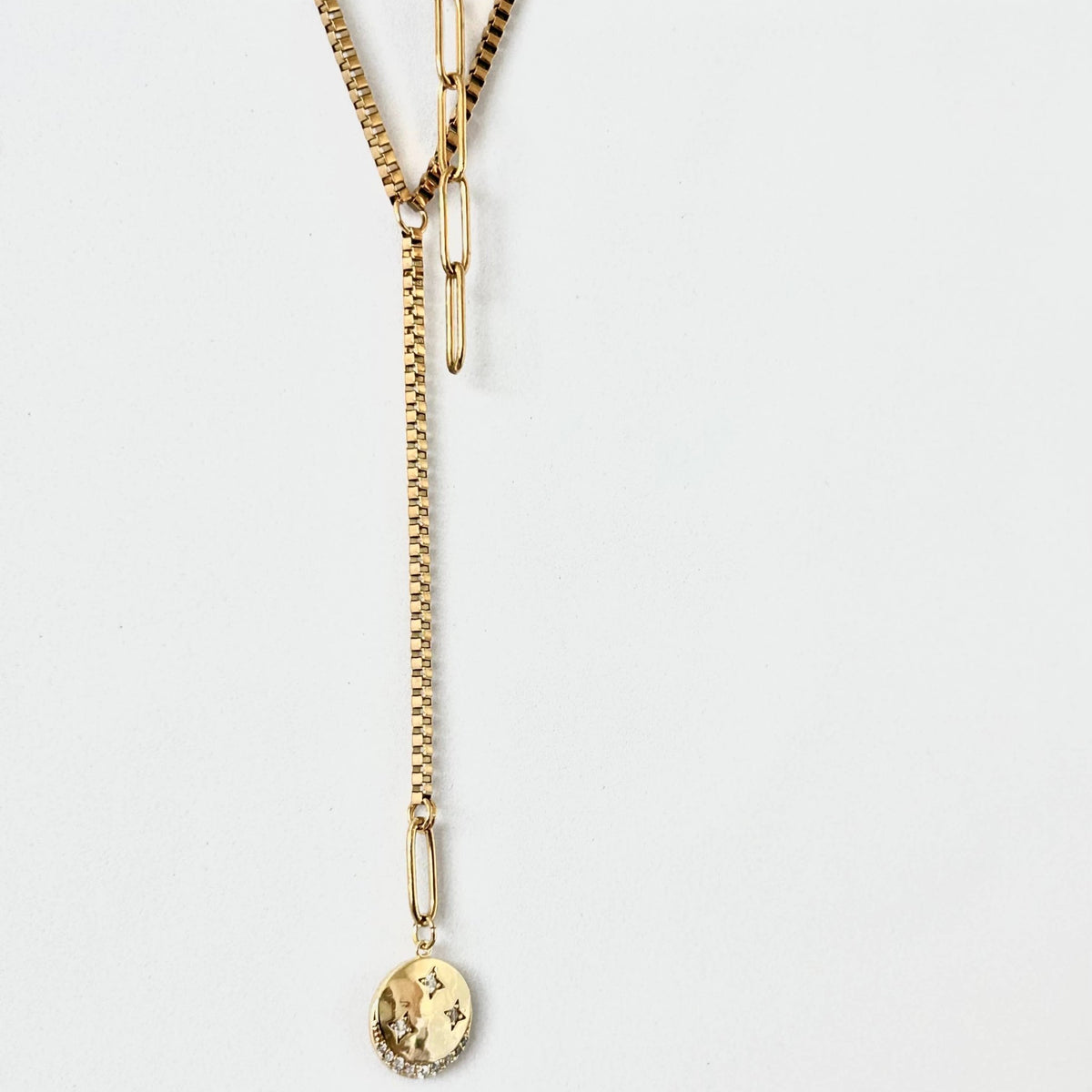 Lariat long necklace crescent moon layering jewelry - 926 West