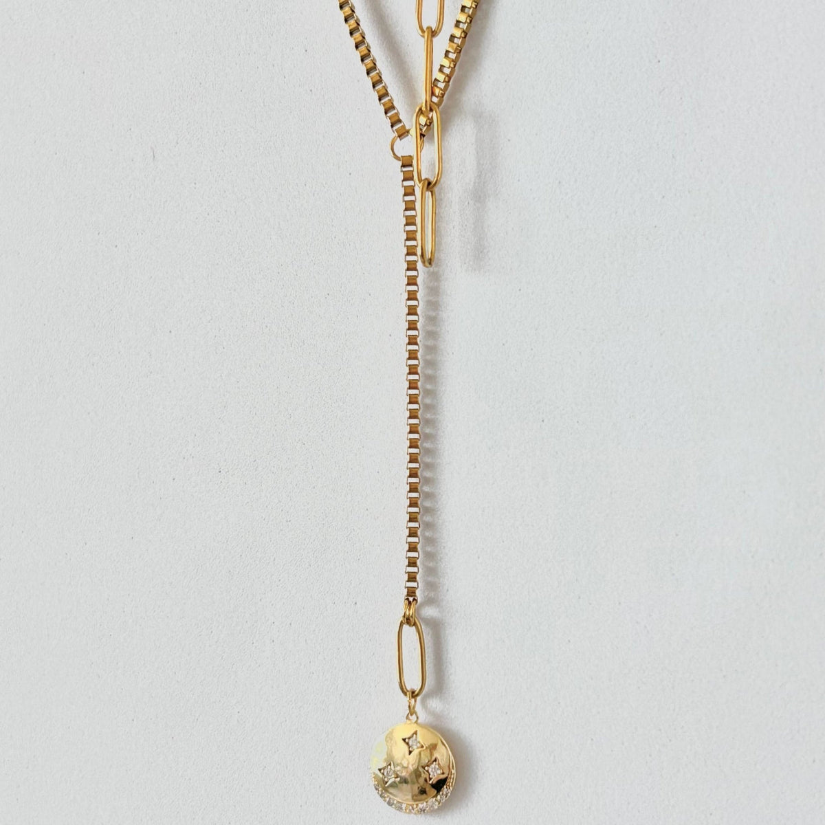 Lariat long necklace crescent moon layering jewelry - 926 West