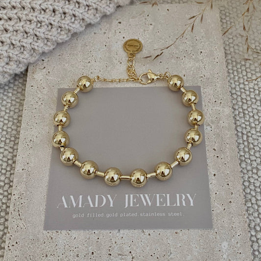 Military Satellite Chain Beaded Bracelet 18k Gold Plated - 926 West
