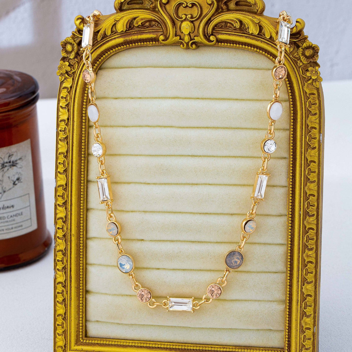 Mixed-Cut Crystal Station Statement Necklace - 926 West