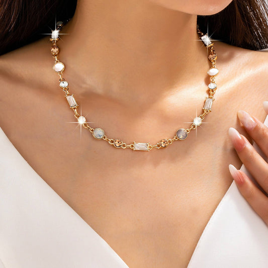 Mixed-Cut Crystal Station Statement Necklace - 926 West