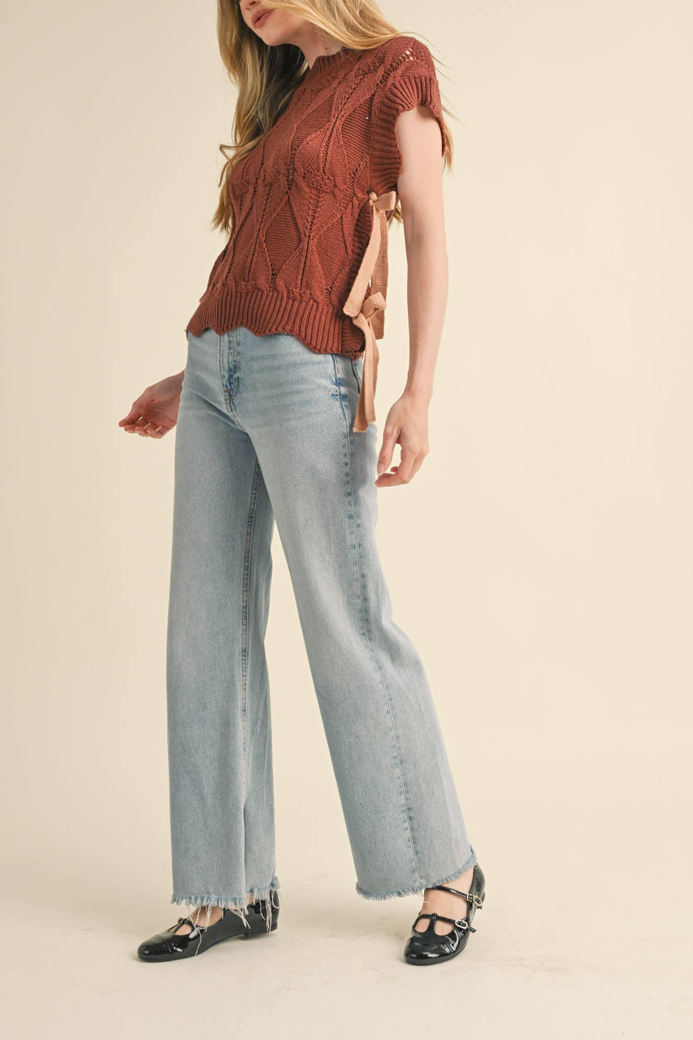 MOCK NECK CROPPED SWEATER VEST MSW2133 - 926 West