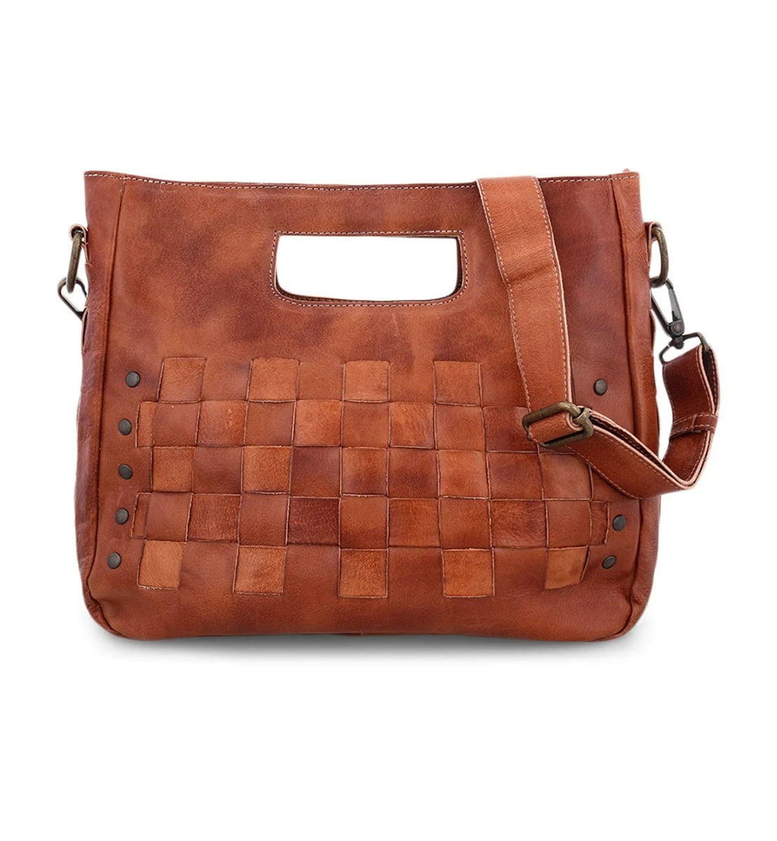 Bedstu Orchid Checkered Leather Bag