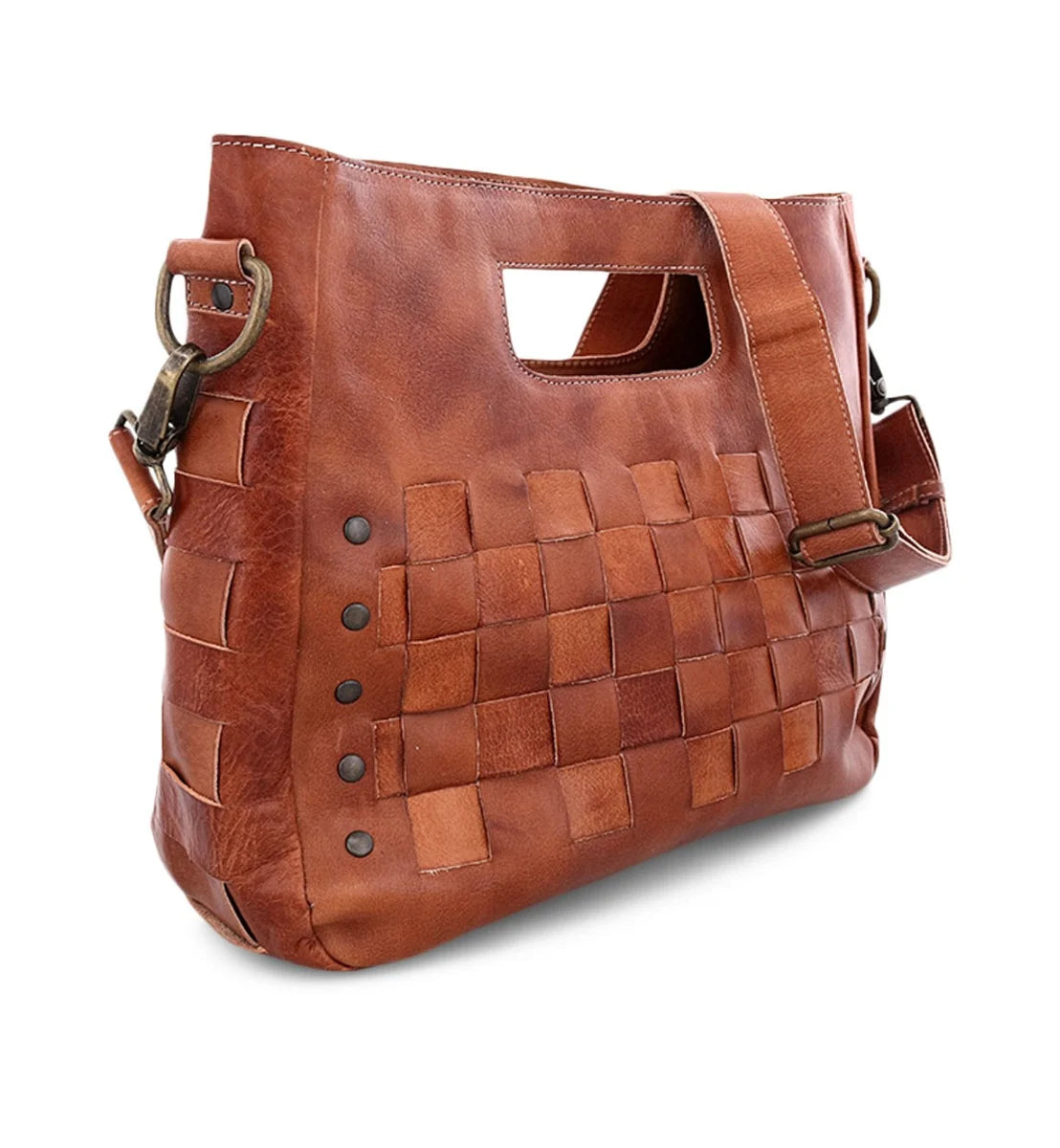 Bedstu Orchid Checkered Leather Bag