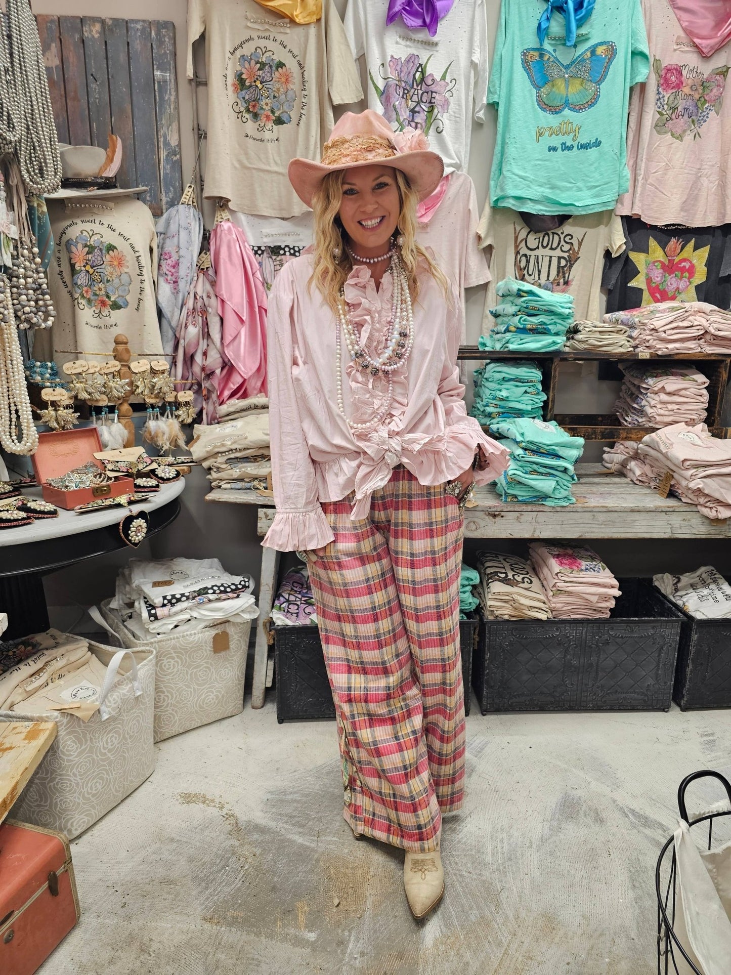 Pink Cotton One Size Ruffle Shirt - 926 West