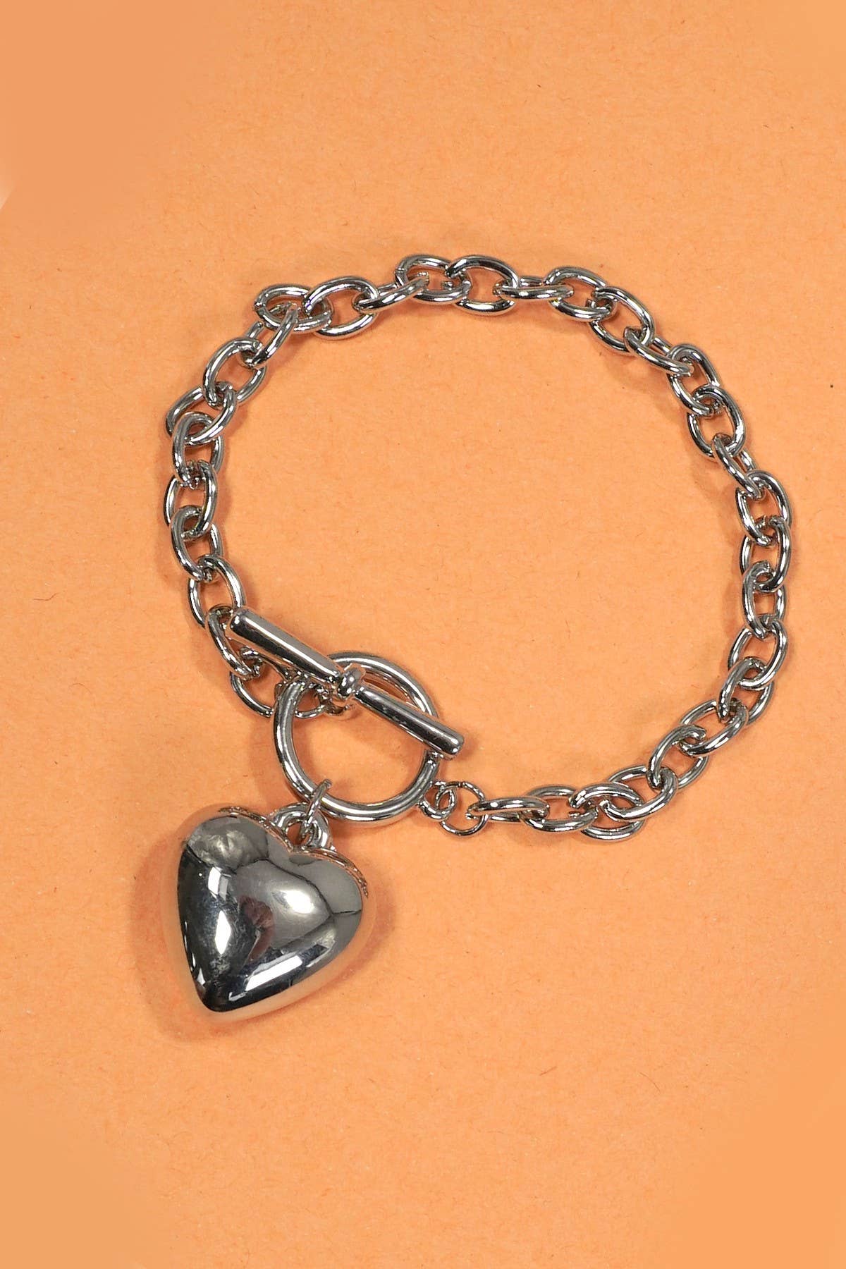 Puffy Heart Toggle Chain Bracelet - 926 West