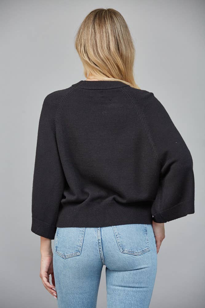 Raglan Sleeve Wide Cuff Crew Neck Sweater - 926 West