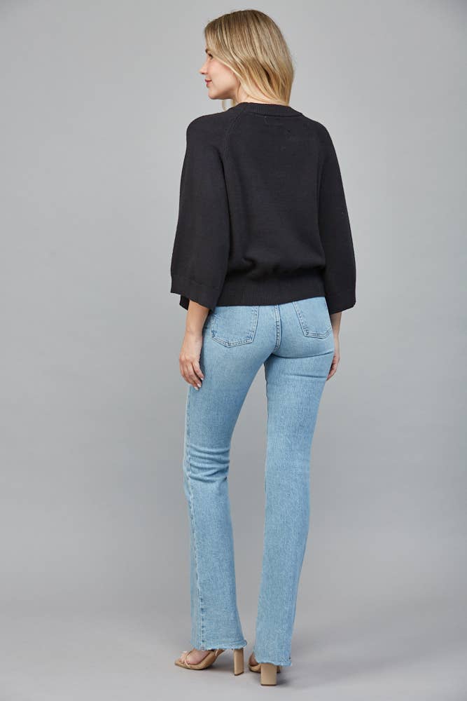 Raglan Sleeve Wide Cuff Crew Neck Sweater - 926 West