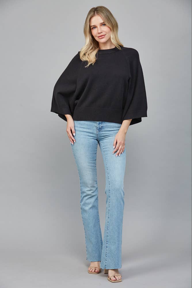 Raglan Sleeve Wide Cuff Crew Neck Sweater - 926 West