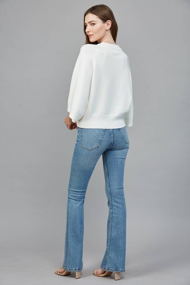 Raglan Sleeve Wide Cuff Crew Neck Sweater - 926 West