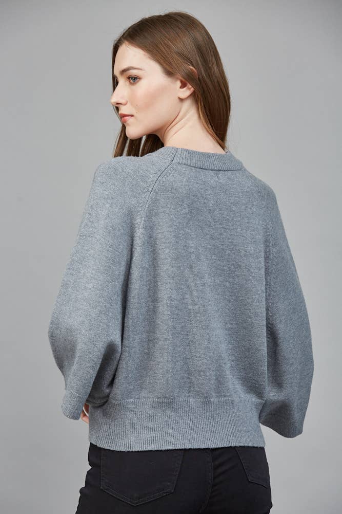 Raglan Sleeve Wide Cuff Crew Neck Sweater - 926 West