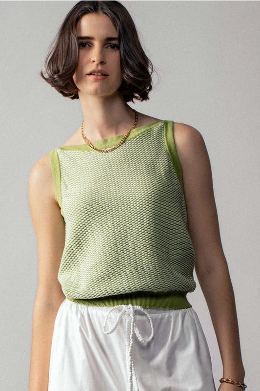 FINAL SALE- Womens Honeycomb Texture Knit Cotton Top 926 West