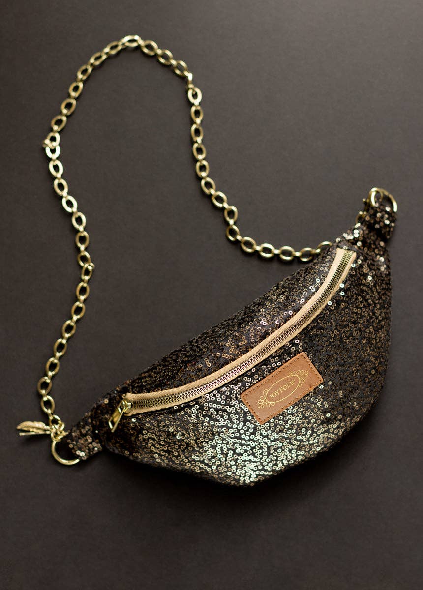 Savannah Bronze Sequin Belt Bag with Gold Chain - 926 West