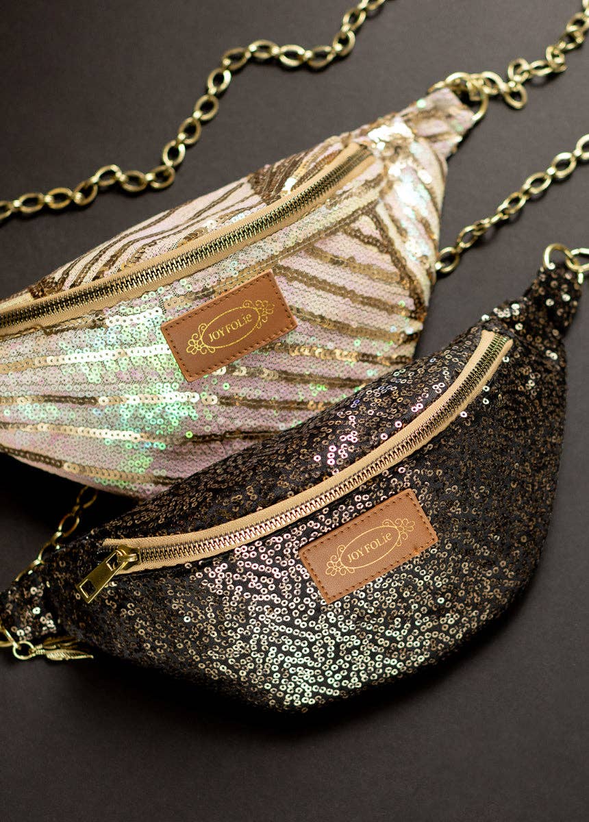 Savannah Bronze Sequin Belt Bag with Gold Chain - 926 West