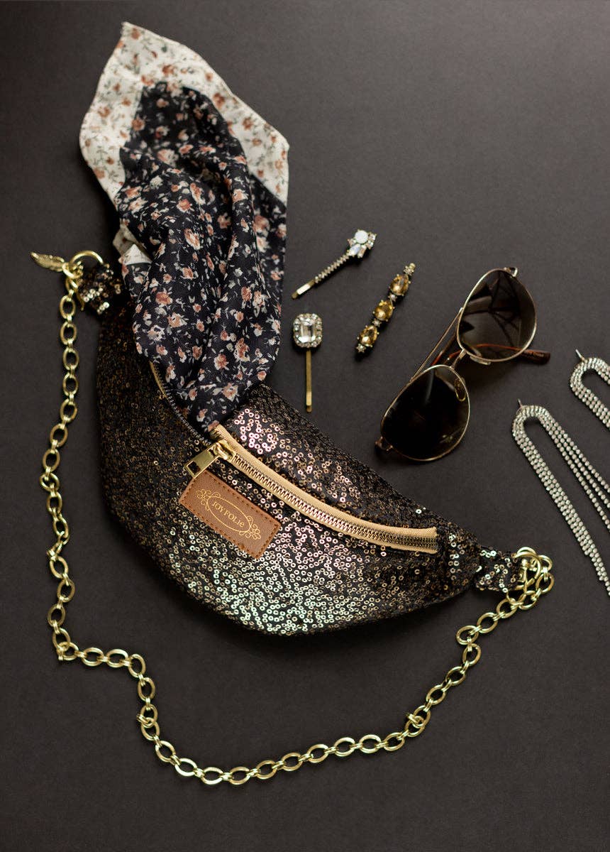 Savannah Bronze Sequin Belt Bag with Gold Chain - 926 West