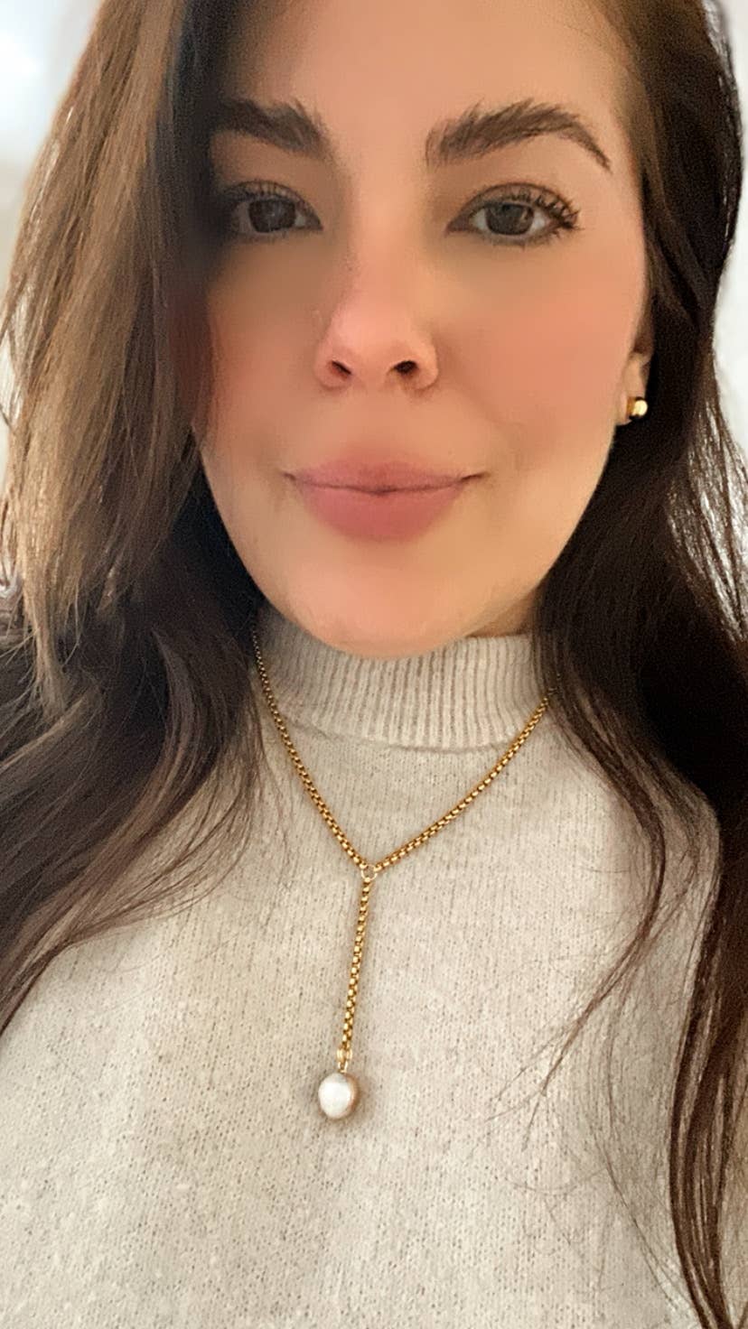 Single Pearl Lariat 18k gold plated stainless steel - 926 West
