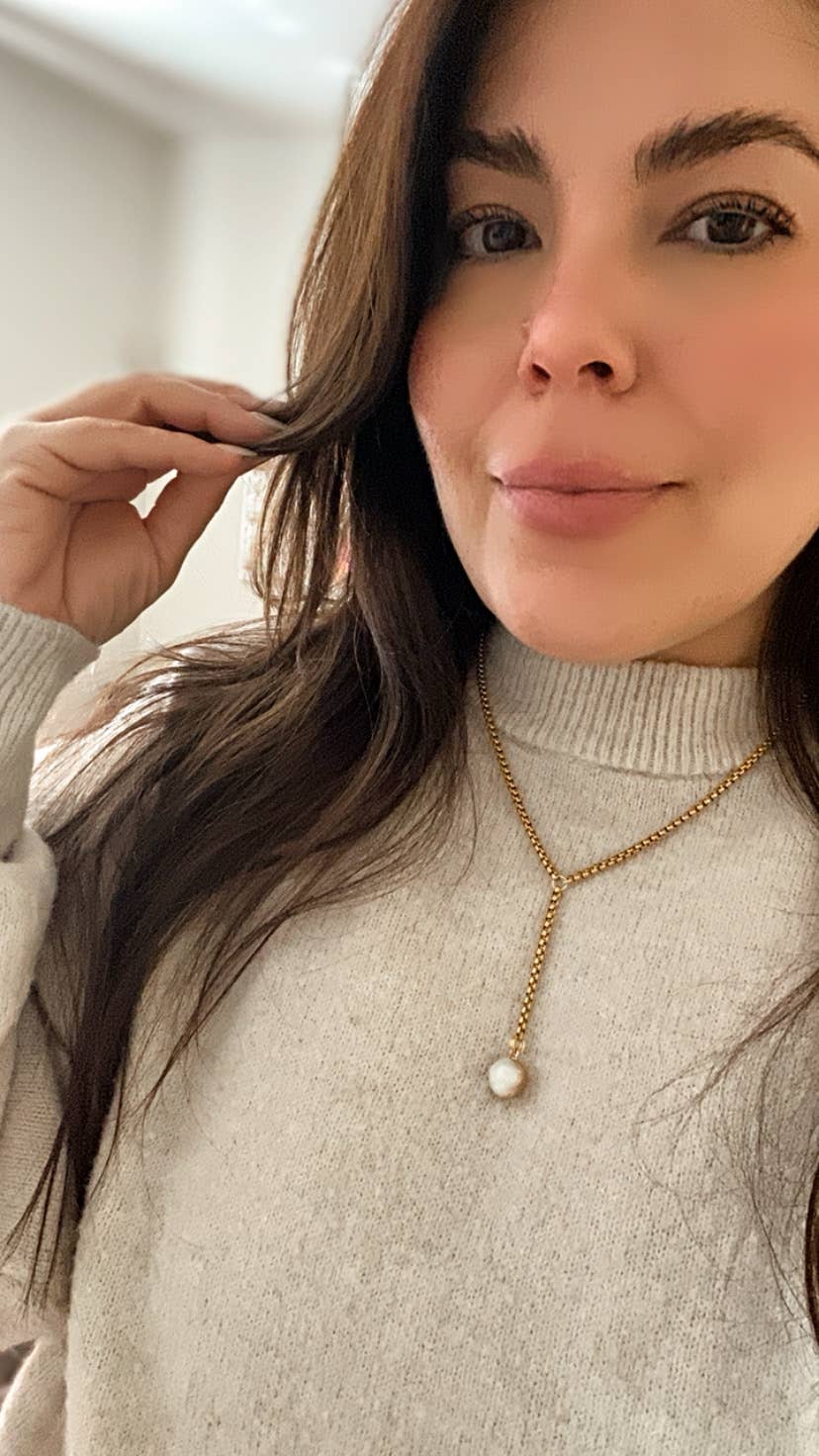 Single Pearl Lariat 18k gold plated stainless steel - 926 West