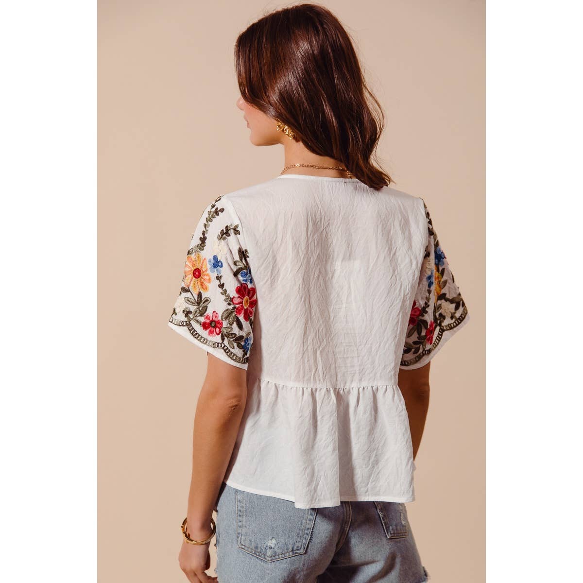 So Me Floral Embroidered Baby Doll Blouse Top - 926 West